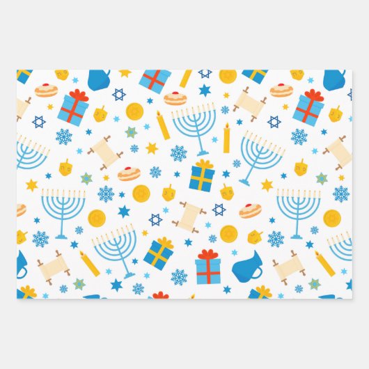 Hanukkah Pattern Wrapping Paper (Voorkant)