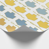 Hanukkah personalize Giftwrap "Dreidel Blue/Tan" Cadeaupapier (Hoek)