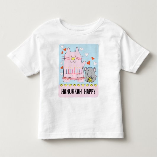 Hanukkah Peuter Jersey T-Shirt Kat en Muis (Voorkant)