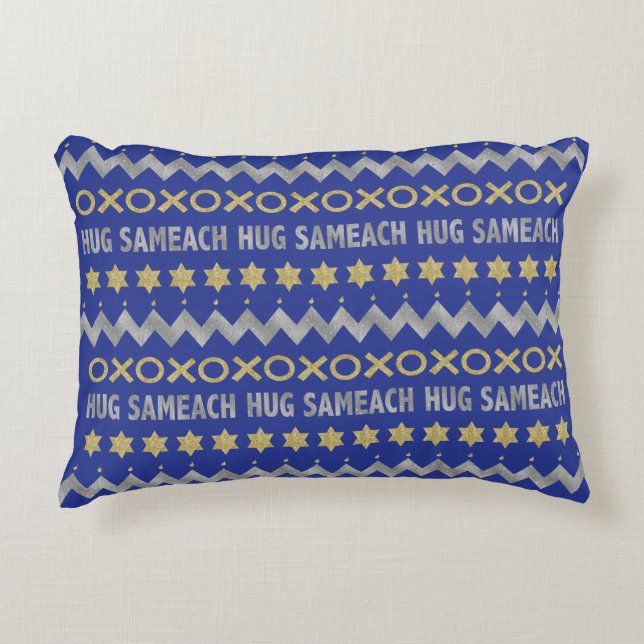Hanukkah Pillow "Hug Sameach" personaliseren Accent Kussen (Voorkant)
