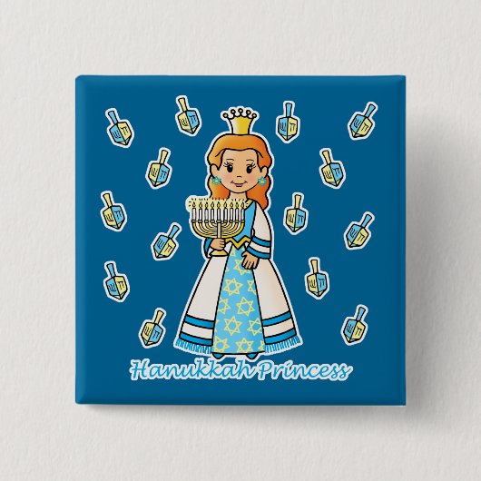 Hanukkah Princess Vierkante Button 5,1 Cm (Voorkant)
