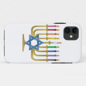 Hanukkah Rainbow Candles Gold Menorah Case-Mate iPhone Case (Achterkant (horizontaal))