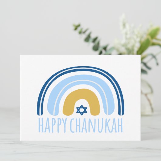 HANUKKAH Rainbow Menorah Dreidel Wenskaart (Staand voorkant)