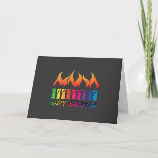 Hanukkah Rainbow Menorah Feestdagen Kaart