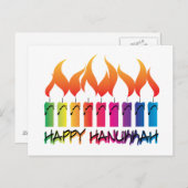 Hanukkah Rainbow Menorah Feestdagenkaart (Voorkant / Achterkant)