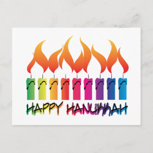 Hanukkah Rainbow Menorah Feestdagenkaart