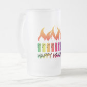 Hanukkah Rainbow Menorah Matglas Bierpul (Voorkant links)