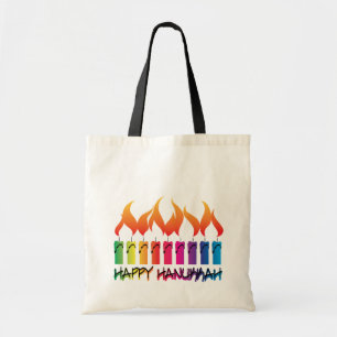 Hanukkah Rainbow Menorah Tote Bag