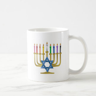 Hanukkah Regenboog Kaarsen Gouden Menora Koffiemok
