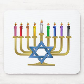 Hanukkah Regenboog Kaarsen Gouden Menora Muismat