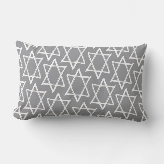 Hanukkah Reversible Throw Decor Pillow - Grey Kussen (Voorkant)