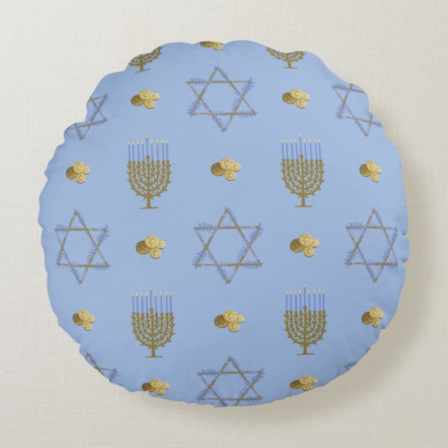 Hanukkah Rond Kussen (Voorkant)