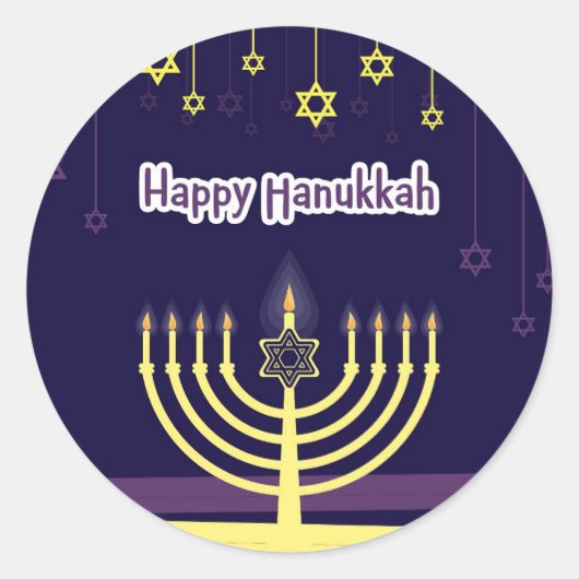 Hanukkah Ronde Sticker (Voorkant)
