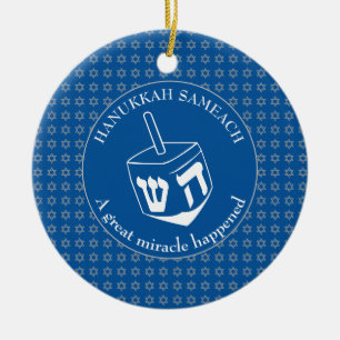 HANUKKAH SAMEACH   Dreidel   Chanukah Keramisch Ornament