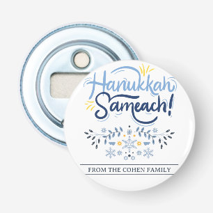 Hanukkah Sameach Eenvoudige Elegante Chanoeka fa Button Flesopener
