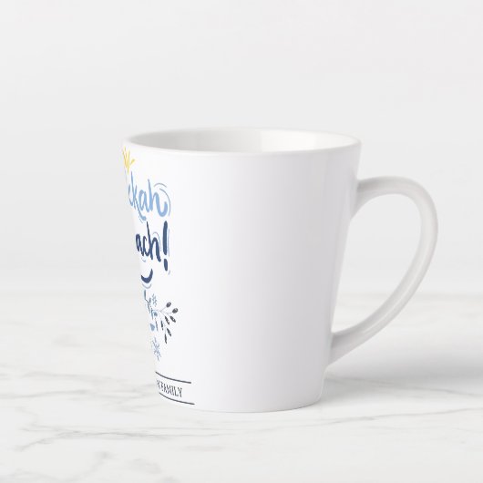Hanukkah Sameach | Eenvoudige Elegante Chanoeka fa Latte Mok (Rechts)
