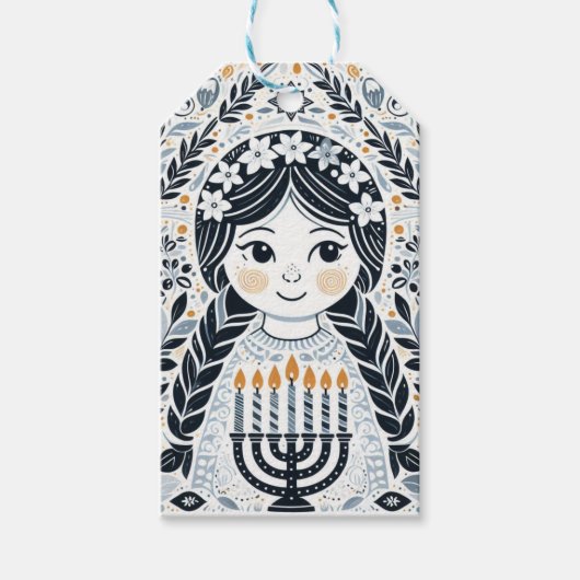 Hanukkah Sameach Elegance Gift Labels: Een vleugje Cadeaulabel (Voorkant)