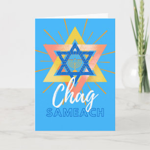 Hanukkah Sameach Menorah Star van David Card Kaart
