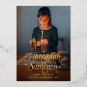 Hanukkah Sameach Star of David Photo Folie Feestdagenkaart (Voorkant)