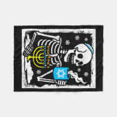 Hanukkah Skeleton Coffee Dreidel Jewish Menorah Ch Fleece Deken (Voorkant (Horizontaal))