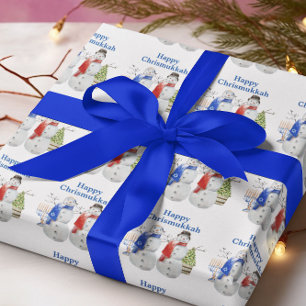 Hanukkah Sneeuwman Kerstmis Chrismukkah Cadeaupapier