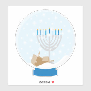 Hanukkah Snow Wereldbol Sticker