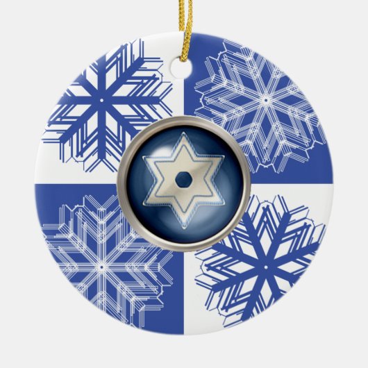 Hanukkah Snowflake Star van David Holiday Ornament (Voorkant)