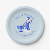Hanukkah Snowman Chrismukkah Partij Voeg Jouw naam Papieren Bordje (Voorkant)