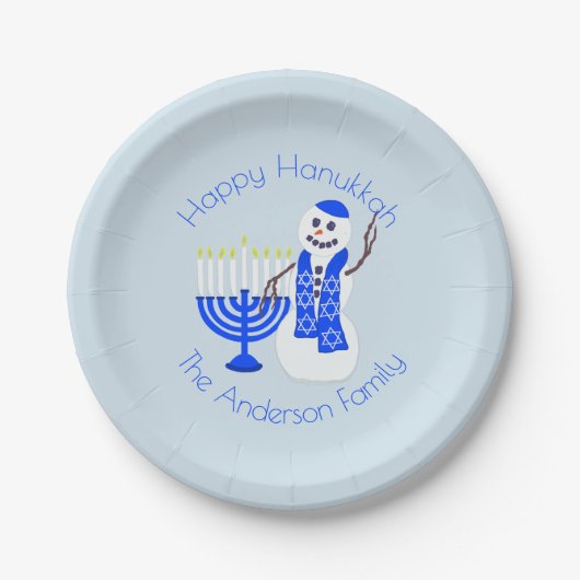 Hanukkah Snowman Chrismukkah Partij Voeg Jouw naam Papieren Bordje (Voorkant)