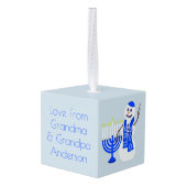 Hanukkah Snowman Chrismukkah voegt naam en jaar to Ornament (Achter hoekig)