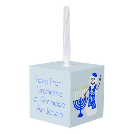 Hanukkah Snowman Chrismukkah voegt naam en jaar to Ornament (Achter hoekig)