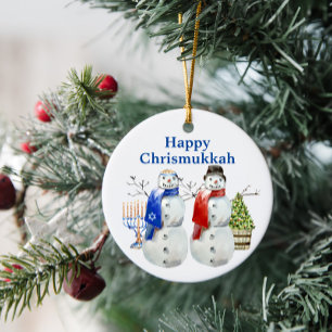 Hanukkah Snowman Kerstmis Chrismukkah Keramisch Ornament