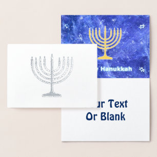Hanukkah Snowstorm Menorah Folie Kaarten