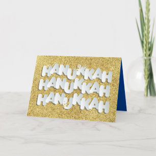 Hanukkah Sparkle Gold Stars Wenskaart Feestdagen Kaart