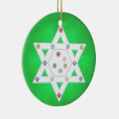 Hanukkah Star en Snowflakes Green Keramisch Ornament (Rechts)