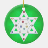 Hanukkah Star en Snowflakes Green Keramisch Ornament (Achterkant)