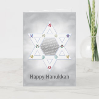 Hanukkah Star en Snowflakes Silver voor foto Feestdagen Kaart