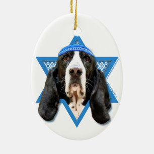 Hanukkah Star van David - Basset Hound - Jasmine Keramisch Ornament