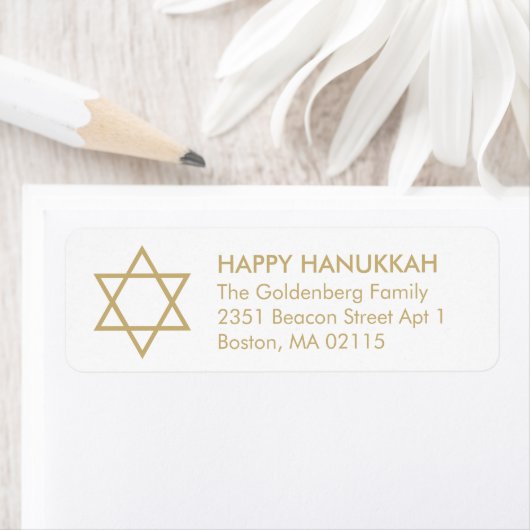 Hanukkah Star van David custom gold white modern Etiket (Insitu)