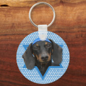 Hanukkah Star van David - Dachshund - Winston Sleutelhanger (Voorkant)