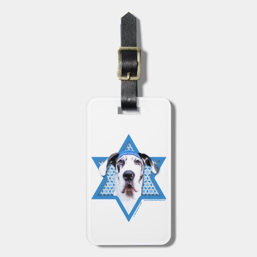 Hanukkah Star van David - Great Dane - Harlequin Bagagelabel (Voorkant verticaal)