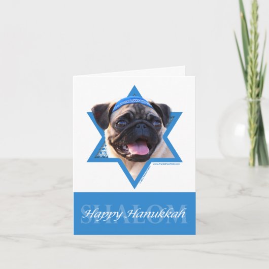 Hanukkah Star van David - Pug Feestdagen Kaart (Voorkant)