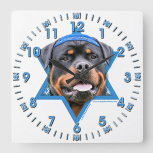 Hanukkah Star van David - Rottweiler Vierkante Klok