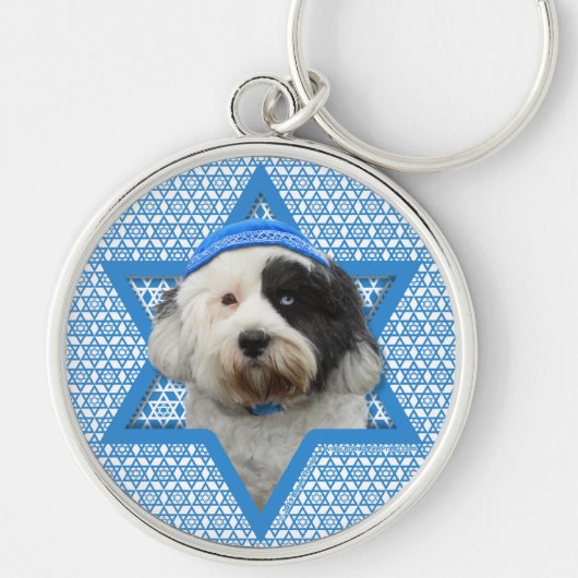 Hanukkah Star van David - Tibetaanse Terrier Sleutelhanger (Voorkant)