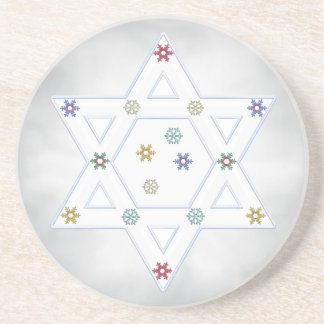 Hanukkah Ster en Sneeuwvlokken Grijs Zandsteen Onderzetter