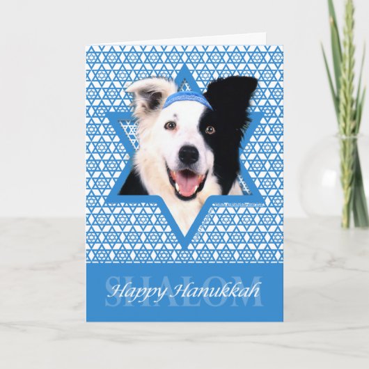 Hanukkah Ster van David - Border Collie Feestdagen Kaart (Voorkant)