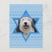 Hanukkah Ster van David - Oudengelse herdershond Feestdagenkaart (Voorkant)