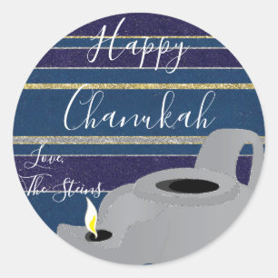 Hanukkah Stickers (1 1/2 inch/3 inch)"Oil Lamp Gol