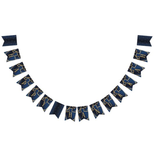 Hanukkah Swallowtail Banner Navy Gold Dreidels (Alle)