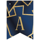 Hanukkah Swallowtail Banner Navy Gold Dreidels (Derde vlag)